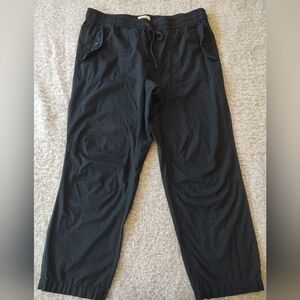 Loft Women Black Elastic-Waist Casual Pants Joggers Cargo 100% Cotton 12P